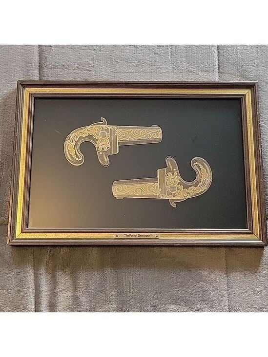 Franklin Mint Other - Franklin Mint 1979 Pocket Derringers – 24k Gold & Sterling Silver Framed Artwork